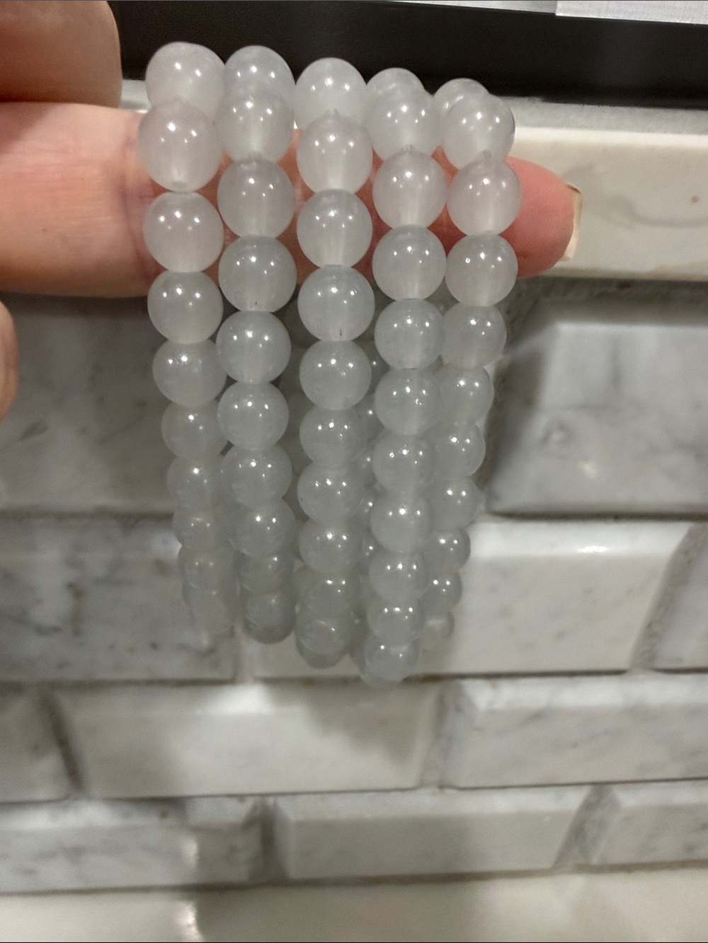 Classic White Beaded Stretch Bracelet - Unbranded bundle 5